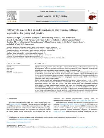 Pathways to care in first-episode psychosis in low-resource settings: Implications for policy and practice thumbnail