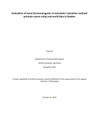 Evaluation of novel hormonal agents in metastatic castration-resistant prostate cancer using real-world data in Quebec thumbnail