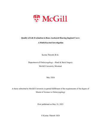 Quality of life evaluation in bone-anchored hearing implant users:  a multi-faceted investigation thumbnail