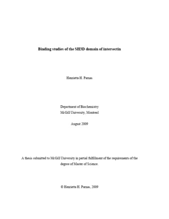 Binding studies of the SH3D domain of intersectin thumbnail