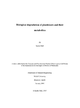 Biological degradation of plasticizers and their metabolites thumbnail