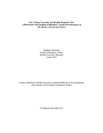The "cheap unseemly, and readily despised" one: a rhetorical understanding of Blandina's gendered performance in «The Martyrs of Lyons and Vienne» thumbnail
