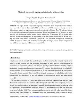 Multiscale isogeometric topology optimization for lattice materials thumbnail