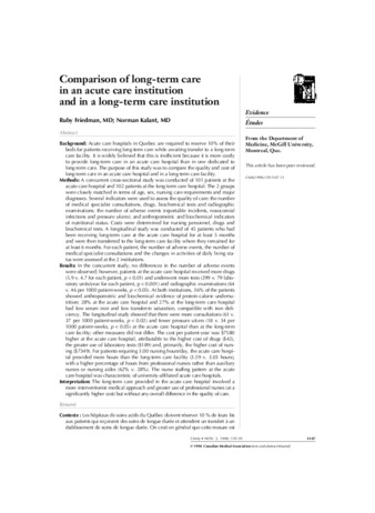 Comparison of long-term care in an acute care institution and in a long-term care institution thumbnail