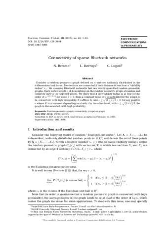Connectivity of sparse bluetooth networks thumbnail