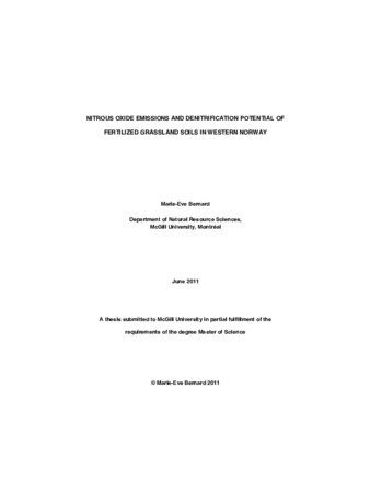 Nitrous oxide emissions and denitrification potential of fertilized grassland soils in Western Norway thumbnail