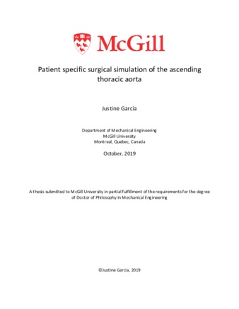 Patient specific surgical simulation of the ascending thoracic aorta thumbnail