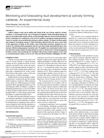 Monitoring and forecasting fault development at actively forming calderas: An experimental study. thumbnail