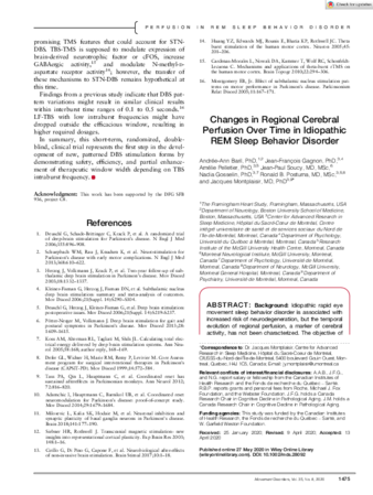 Changes in Regional Cerebral Perfusion Over Time in Idiopathic REM Sleep Behavior Disorder thumbnail