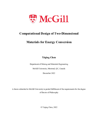 Computational design of two-dimensional materials for energy conversion thumbnail