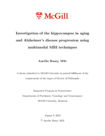 Investigation of the hippocampus in aging and Alzheimer's disease progression using multimodal MRI techniques thumbnail