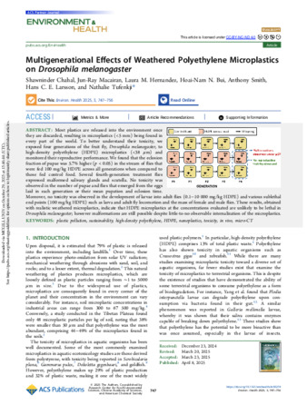 Multigenerational effects of weathered polyethylene microplastics on Drosophila melanogaster thumbnail