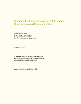 Reducing the energy intensity of infill housing through improved communication thumbnail