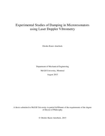 Experimental studies of damping in microresonators using laser Doppler vibrometry thumbnail