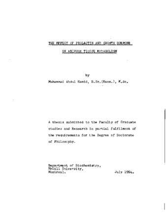 The effect of prolactin and growth hormone on adipose tissue metabolism. thumbnail