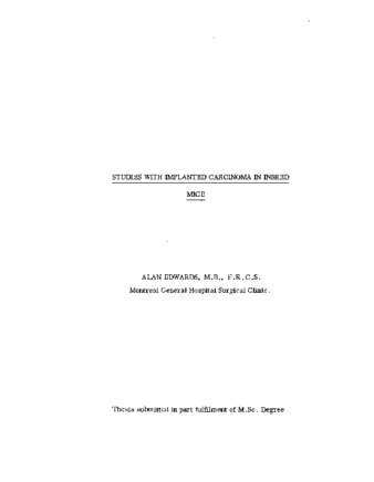 Studies with implanted carcinoma in inbred mice. thumbnail