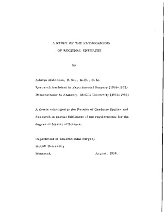 A study of the pathogenesis of regional enteritis. thumbnail