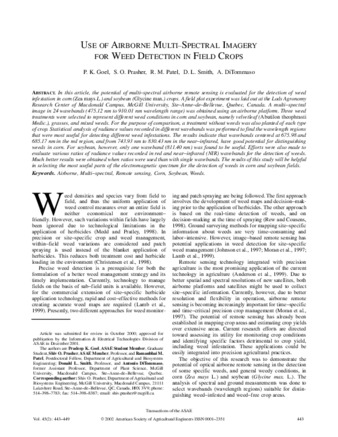 Use of Airborne Multi-Spectral Imagery for Weed Detection in Field Crops thumbnail