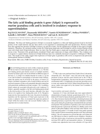 The fatty acid binding protein 6 gene (Fabp6) is expressed in murine granulosa cells and is involved in ovulatory response to superstimulation thumbnail