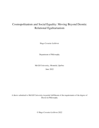 Cosmopolitanism and social equality: Moving beyond deontic relational egalitarianism thumbnail