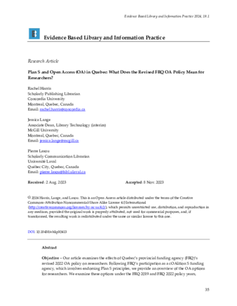 Plan S and Open Access (OA) in Quebec: What Does the Revised FRQ OA Policy Mean for Researchers? thumbnail