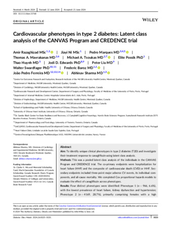 Cardiovascular phenotypes in type 2 diabetes: Latent class analysis of the CANVAS Program and CREDENCE trial thumbnail