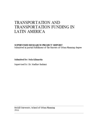 Transportation and transportation funding in Latin America thumbnail