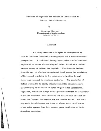 Patterns of migration and indices of urbanization in Belize, British Honduras. thumbnail