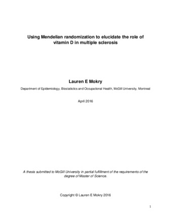 Using Mendelian randomization to elucidate the role of vitamin D in multiple sclerosis thumbnail