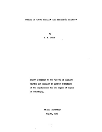 Changes in visual function with perceptual isolation. thumbnail