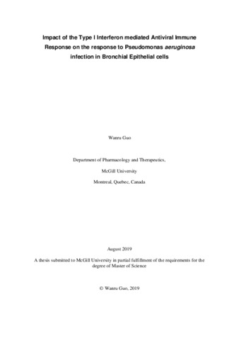 The impact of the type I interferon mediated antiviral immune response on the response to Pseudomonas aeruginosa infection in bronchial epithelial cells thumbnail