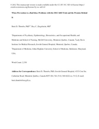 When Prevention is a Bad Idea: Problems with the DECARD Trial and the Premise Behind It thumbnail