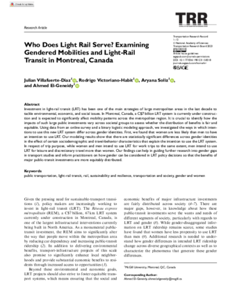 Who Does Light Rail Serve? Examining Gendered Mobilities and Light-Rail Transit in Montreal, Canada thumbnail