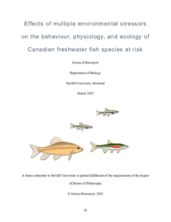 Effects of multiple environmental stressors on the behaviour, physiology, and ecology of Canadian freshwater fish species at risk thumbnail