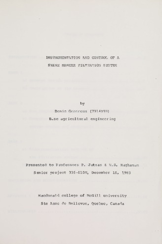 Instrumentation and Control of a Swine Manure Filtration System thumbnail