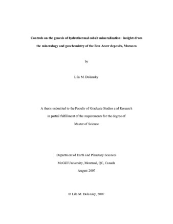 Controls on the genesis of hydrothermal cobalt mineralization: insights from the mineralogy and geochemistry of the Bou Azzer deposits, Morocco thumbnail