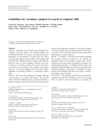 Guidelines for secondary analysis in search of response shift thumbnail