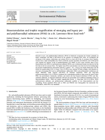 Bioaccumulation and trophic magnification of emerging and legacy per- and polyfluoroalkyl substances (PFAS) in a St. Lawrence River food web thumbnail