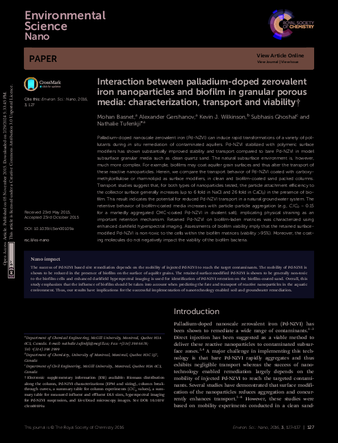 Interaction between palladium-doped zerovalent iron nanoparticles and biofilm in granular porous media: characterization, transport and viability thumbnail