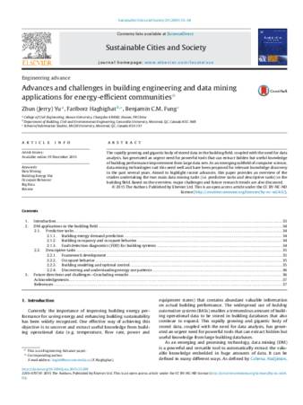 Advances and challenges in building engineering and data mining applications for energy-efficient communities thumbnail