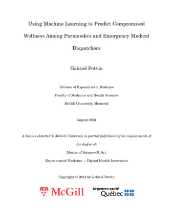 Using Machine Learning to Predict Compromised Wellness Among Paramedics and Emergency Medical Dispatchers thumbnail