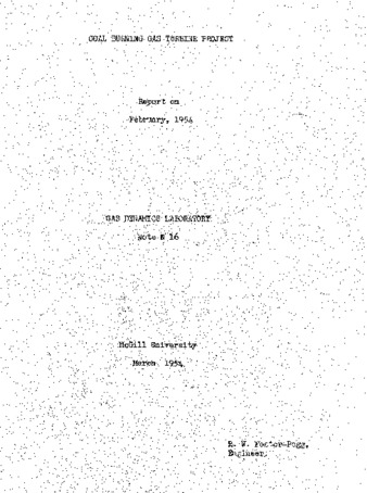 Coal burning turbine project. Report on February 1954 thumbnail