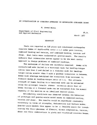 An Investigation of combined stresses in reinforced concrete beams. thumbnail