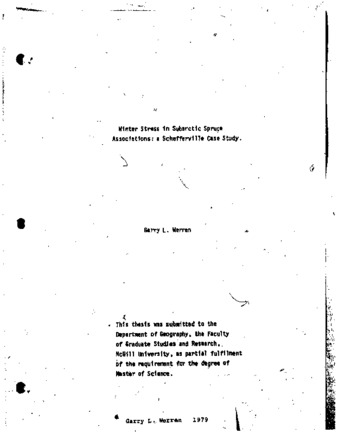 Winter stress in subarctic spruce associations : a Schefferville case study thumbnail