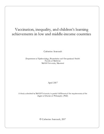 Vaccination, inequality, and children's learning achievements in low and middle-income countries thumbnail