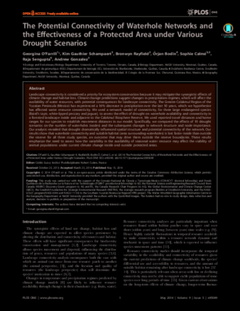 The Potential Connectivity of Waterhole Networks and the Effectiveness of a Protected Area under Various Drought Scenarios thumbnail