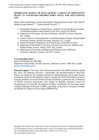 Moderating effect of PLIN4 genetic variant on impulsivity traits in 5-year-old-children born small for gestational age thumbnail
