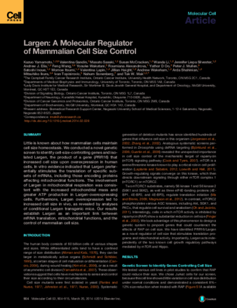 Largen: A Molecular Regulator of Mammalian Cell Size Control thumbnail