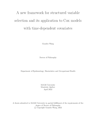 A new framework for structured variable selection and its application to Cox models with time- dependent covariates thumbnail