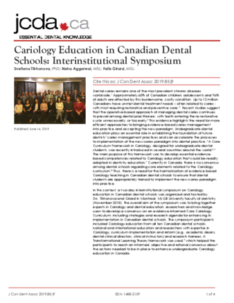 Cariology Education in Canadian Dental Schools: Interinstitutional Symposium thumbnail